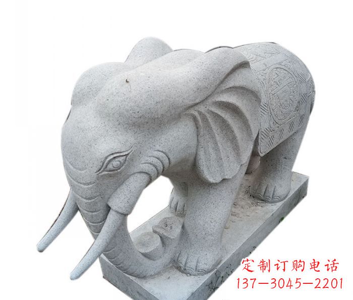 广西公园动物大理石大象石雕摆件
