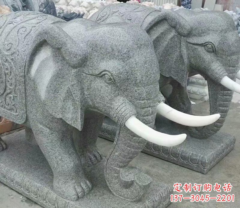 广西公园动物大理石大象石雕 (6)