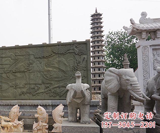 广西公园动物大象石雕 (2)