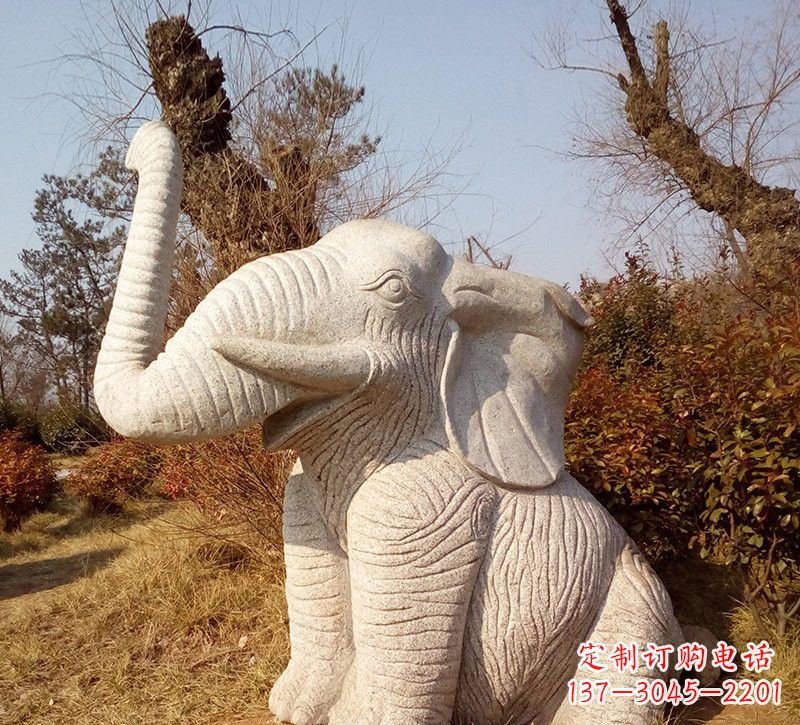 广西公园动物大象石雕