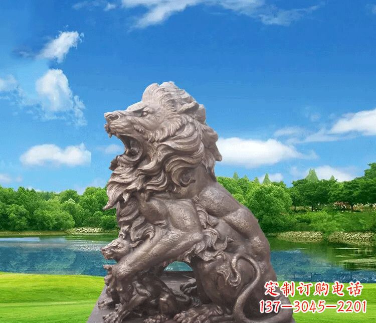 广西公园动物狮子铜雕