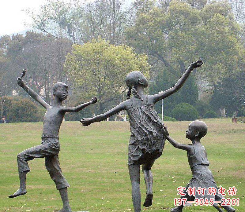 广西公园放风筝的儿童小品铜雕
