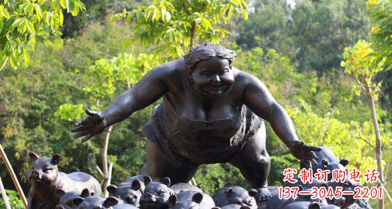 广西萌萌哒小女孩铜雕