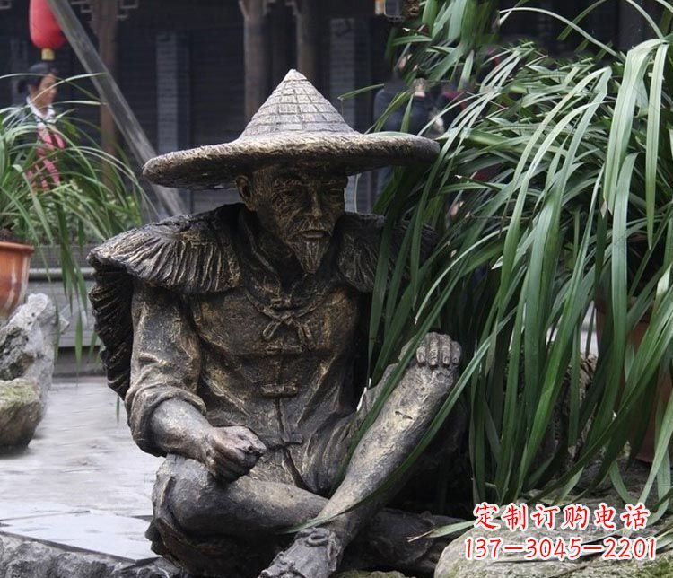 广西中领雕塑定制——古典经典“渔翁”铜雕