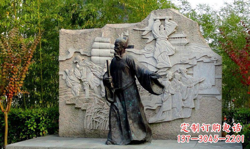 广西海瑞古代名人铜雕领雕塑定制