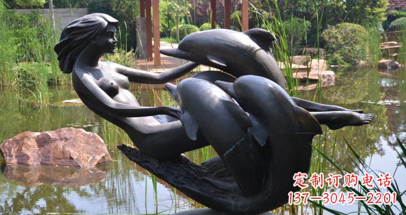 广西唯美风格海豚铜雕