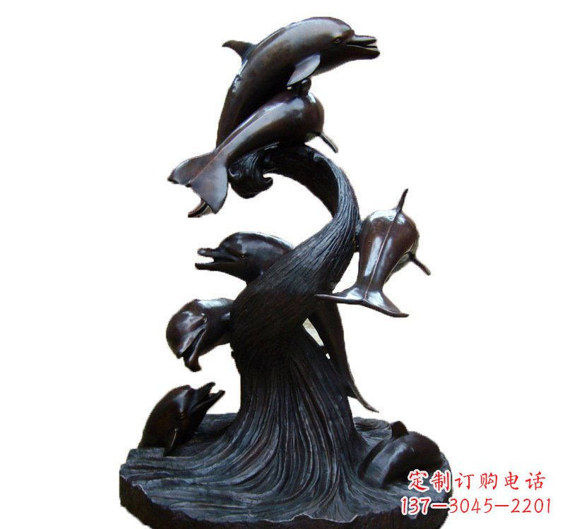 广西公园海豚喷泉铜雕