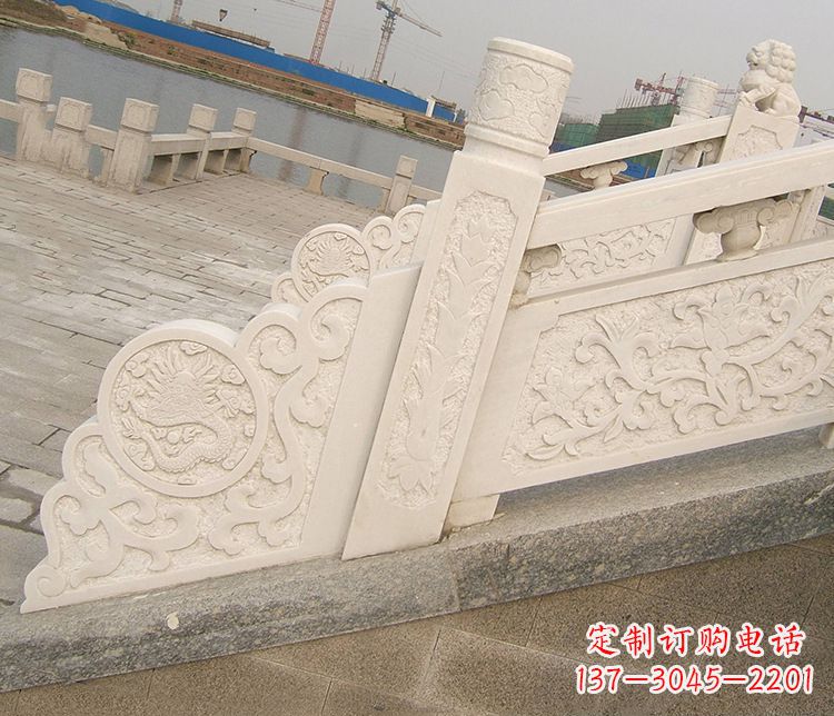 广西汉白玉精美园林栏板雕塑
