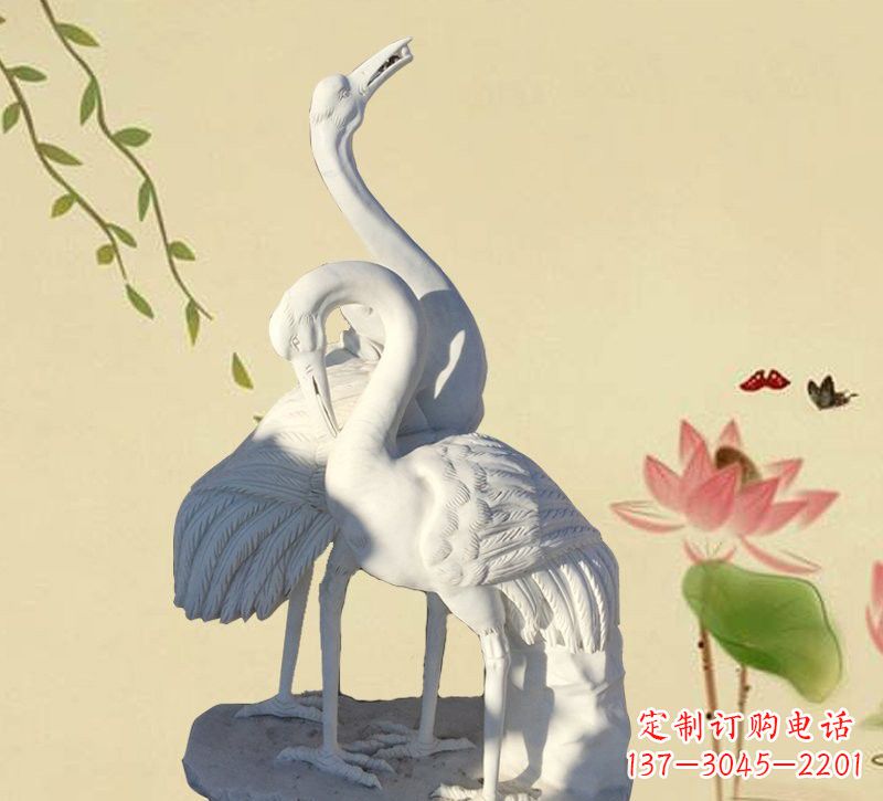广西公园汉白玉仙鹤石雕