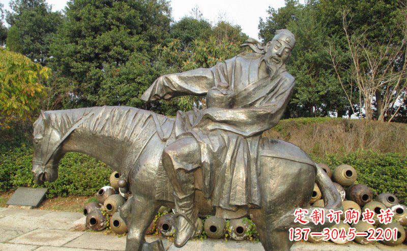 广西公园喝醉酒的骑马人物景观铜雕