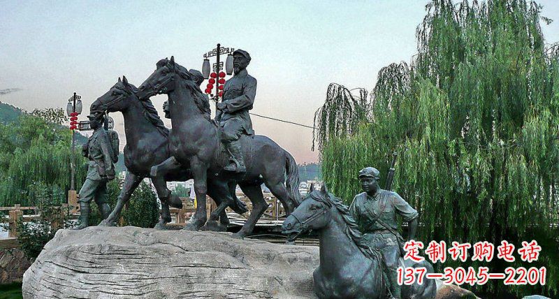 广西公园红军骑马景观铜雕