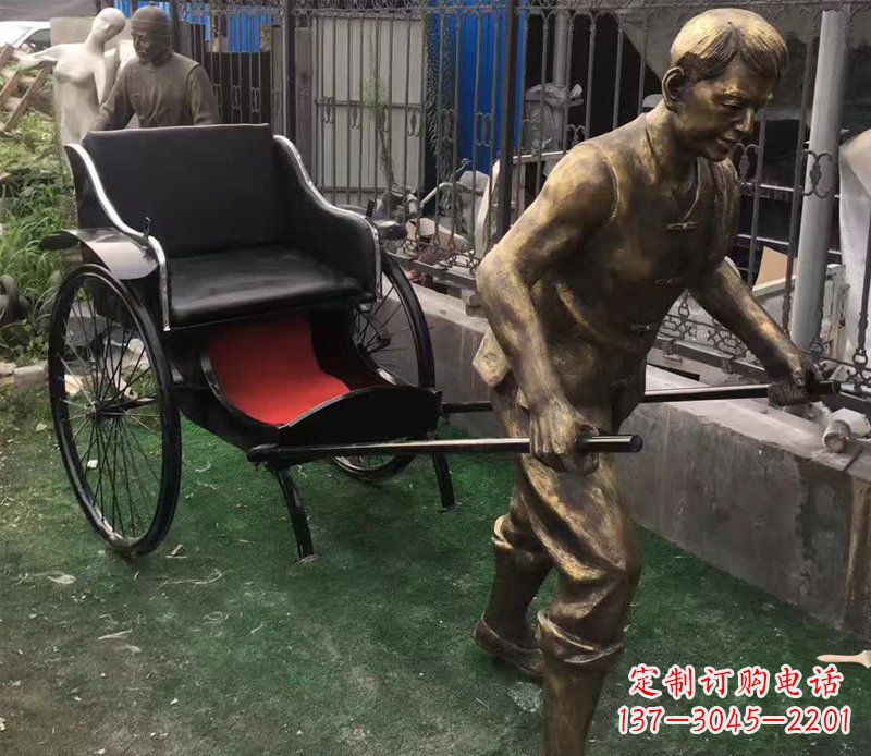 广西精美铜雕车夫人物雕塑