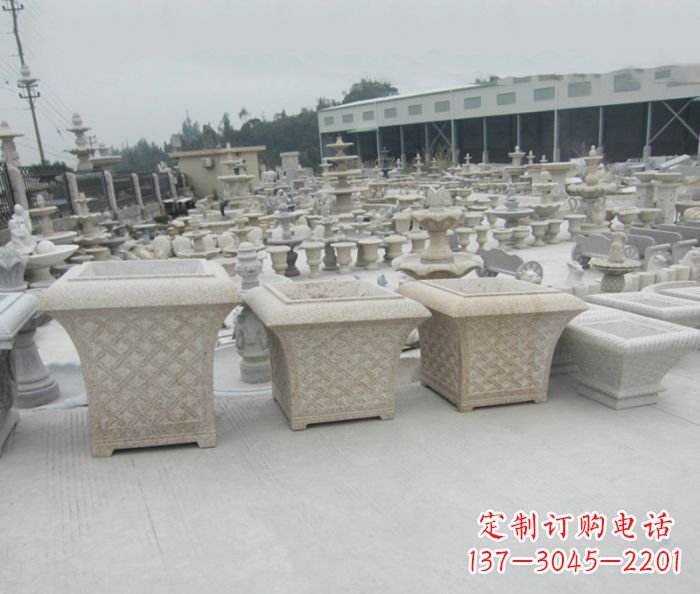 广西优雅花盆大理石雕塑