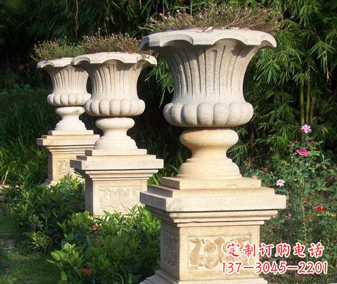 广西高质量大理石花盆石雕
