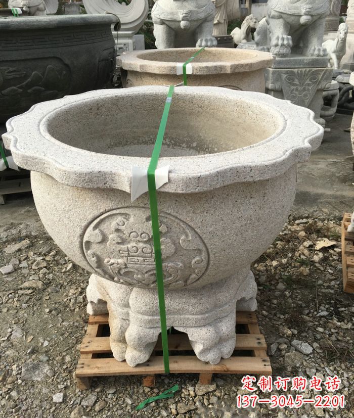 广西公园景观大理石水缸石雕