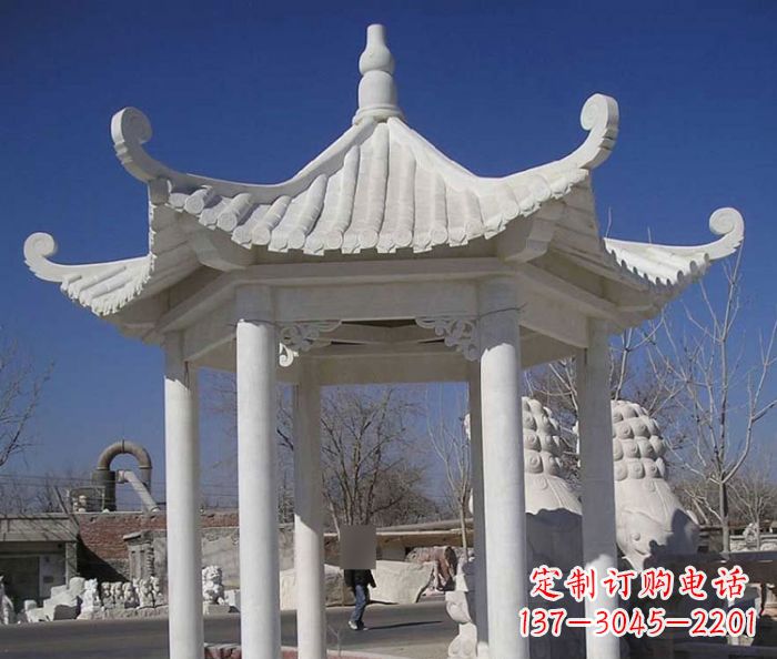 广西汉白玉凉亭石雕
