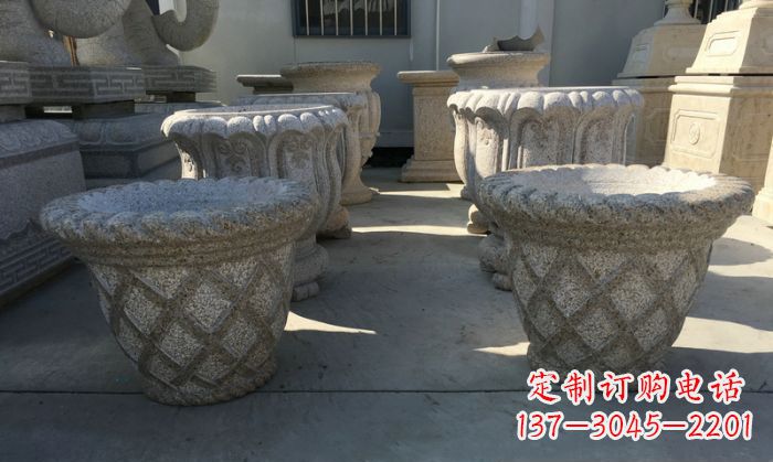 广西花篮式花盆石雕