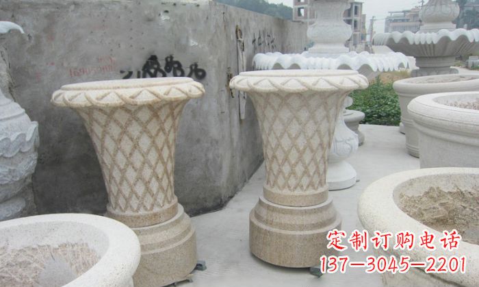 广西公园景观花篮式花盆石雕