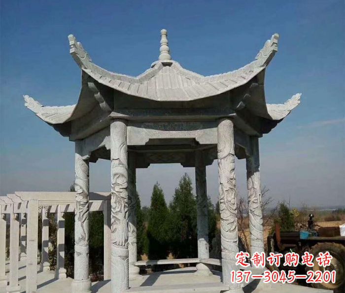 广西公园景观六角凉亭石雕
