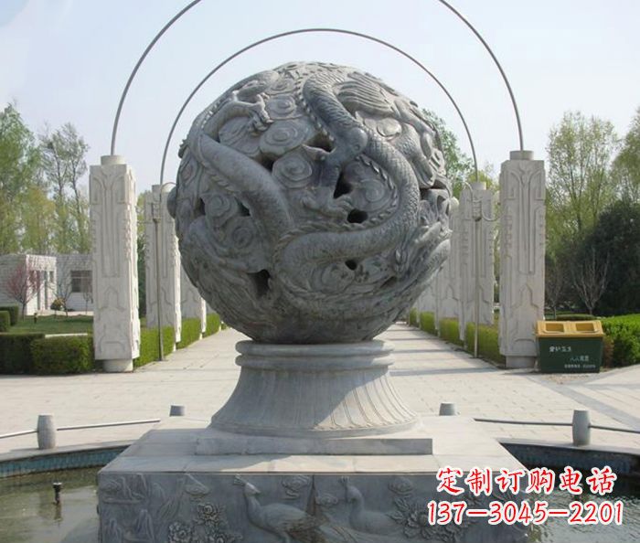广西公园景观镂空龙浮雕喷泉石雕