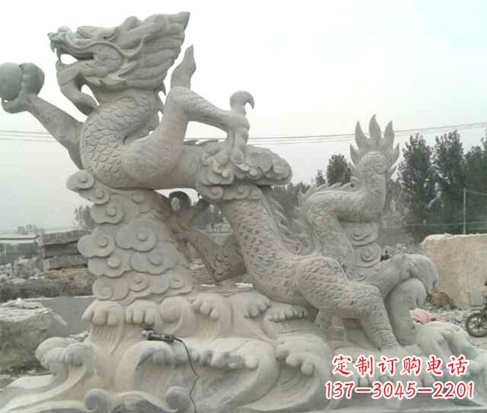 广西精美青龙出水石雕