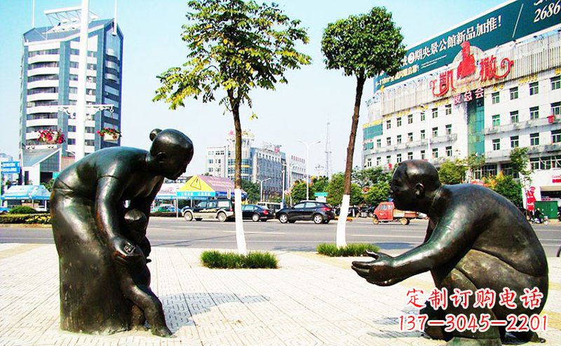 广西铜质小孩学走路雕塑