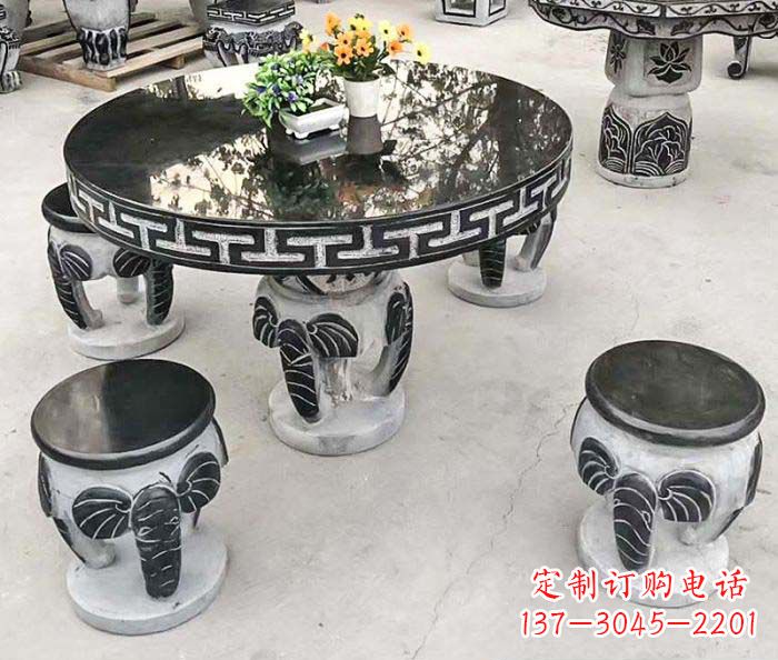 广西公园景观圆形石桌凳