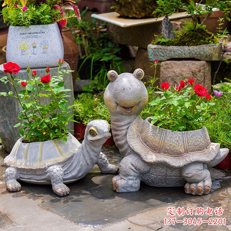 广西铸铁乌龟花盆雕塑