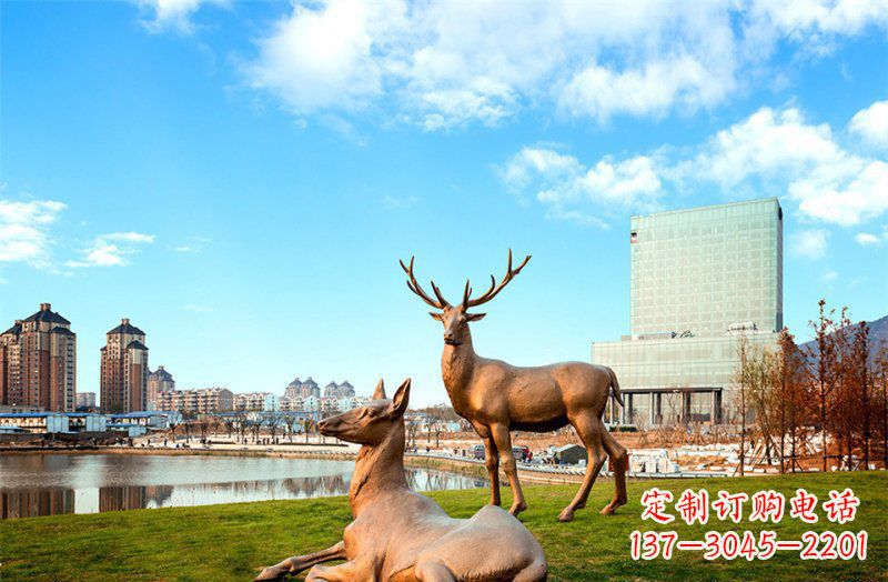 广西公园羚羊动物铜雕 (2)
