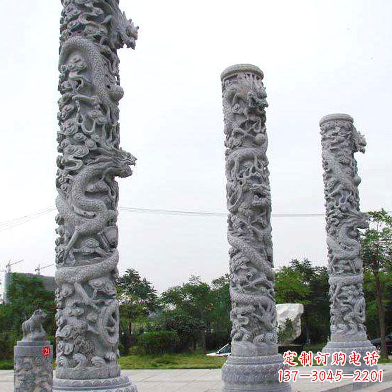 广西精美的公园景观龙柱雕塑