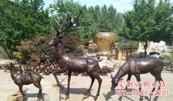广西公园鹿动物铜雕 (2)