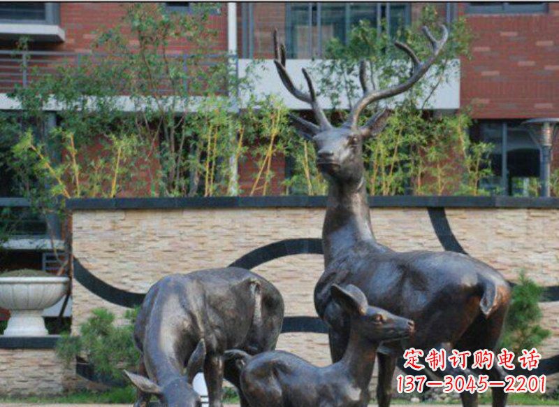 广西古雅优雅的梅花鹿铜雕