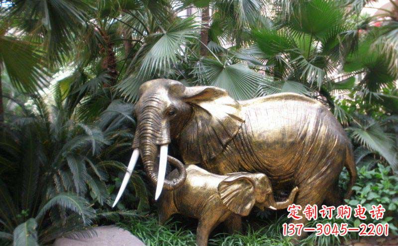 广西公园母子大象动物铜雕