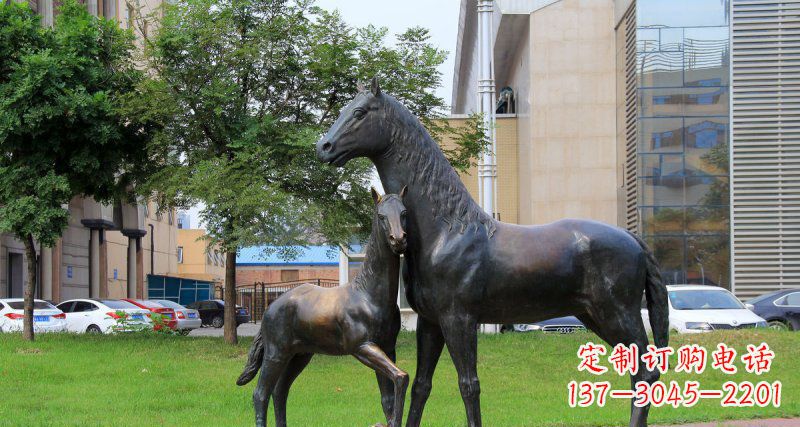 广西优质实木母子马铜雕