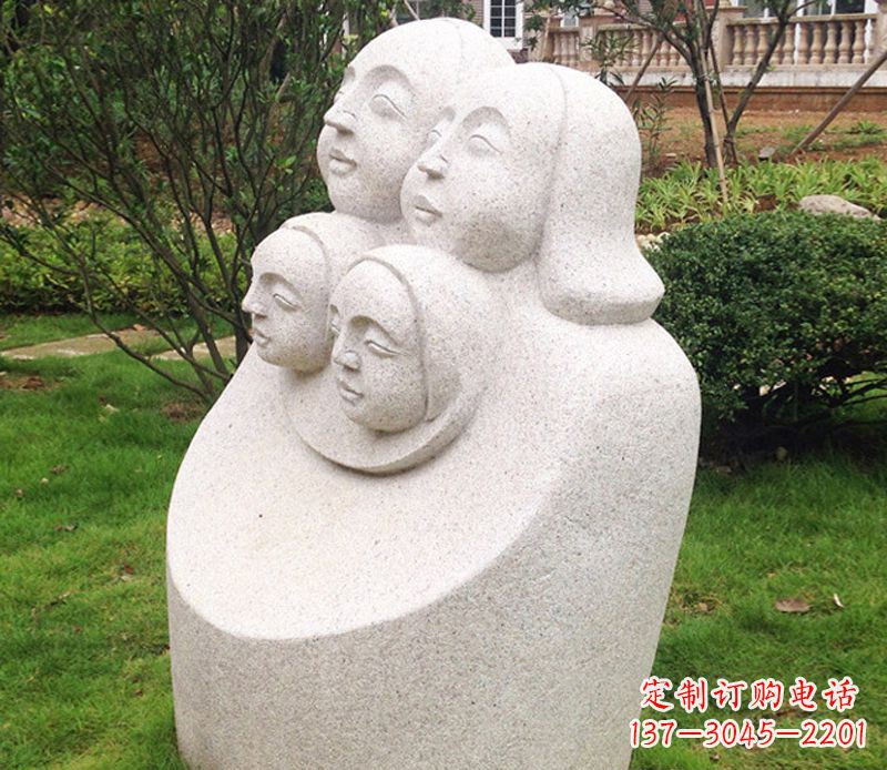 广西公园母子人头像石雕