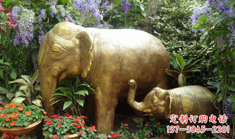 广西铜雕母子象艺术雕塑