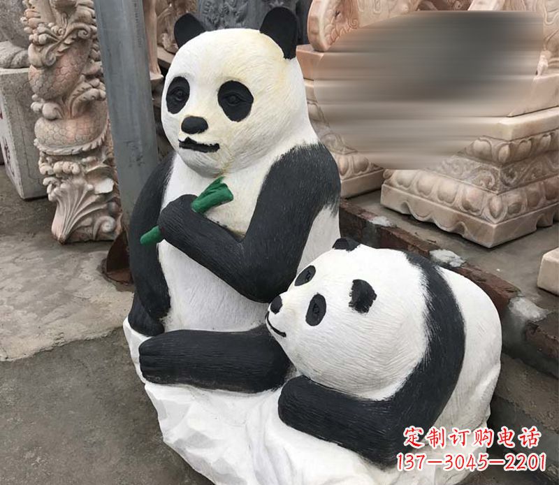 广西公园母子熊猫石雕