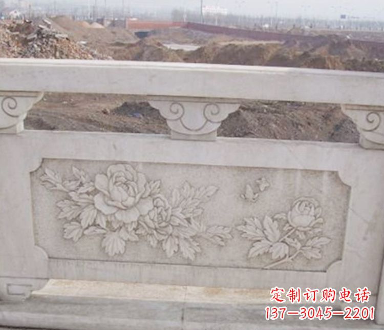 广西牡丹花浮雕石栏板景观雕塑