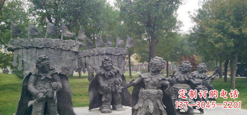 广西领雕塑扭秧歌老人铜雕