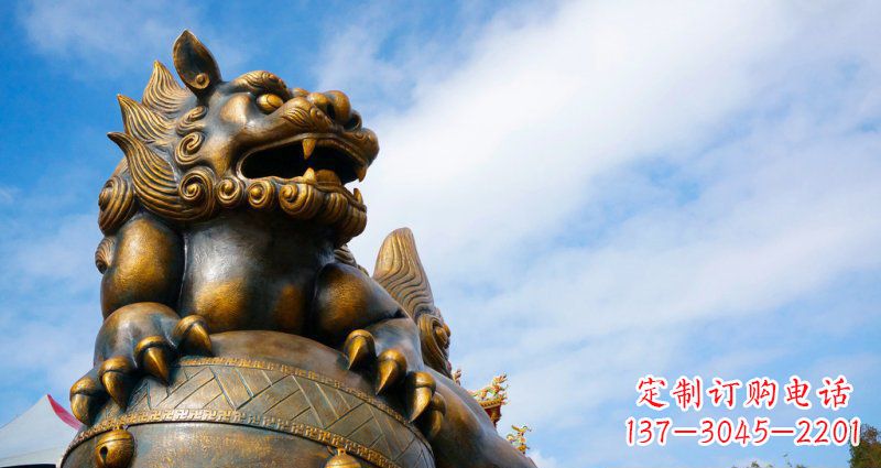 广西大型铜雕狮子景观装置