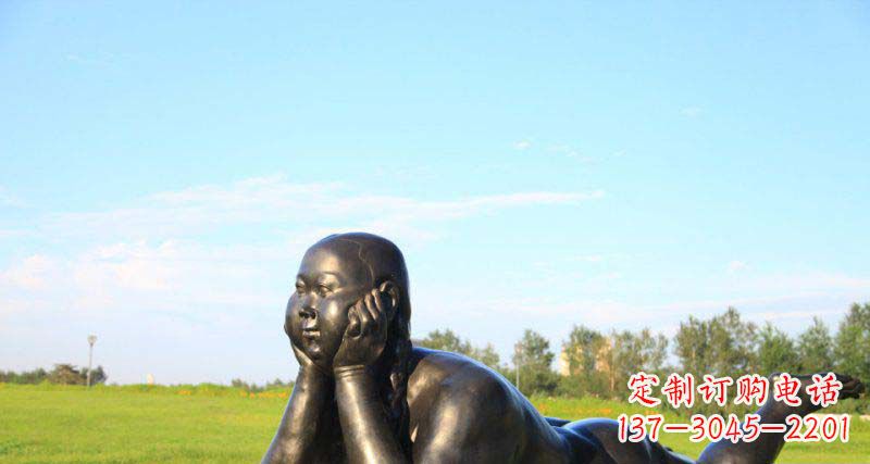 广西美好时光,萌萌哒胖女孩青铜雕塑