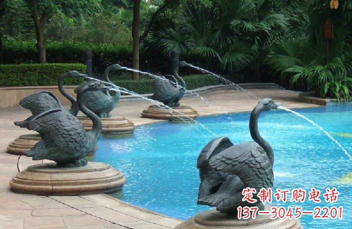 广西精美雕刻的天鹅喷泉雕塑