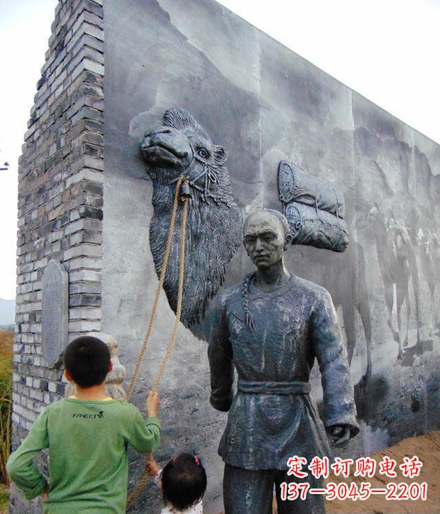 广西清朝人物骆驼雕塑