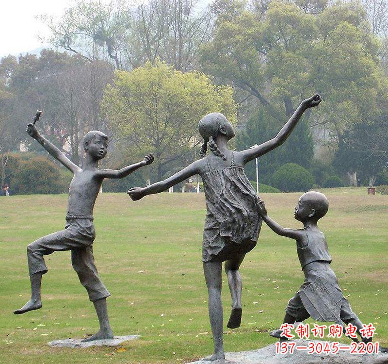 广西公园人物放风筝的儿童铜雕