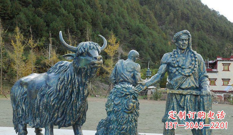 广西中领雕塑定制牦牛景观铜雕