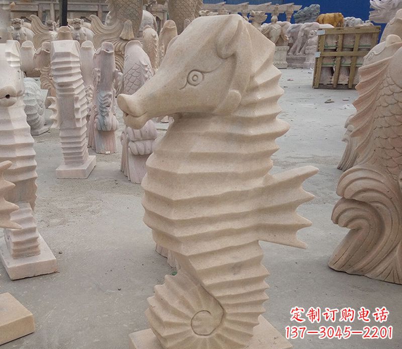 广西公园石雕喷水海马