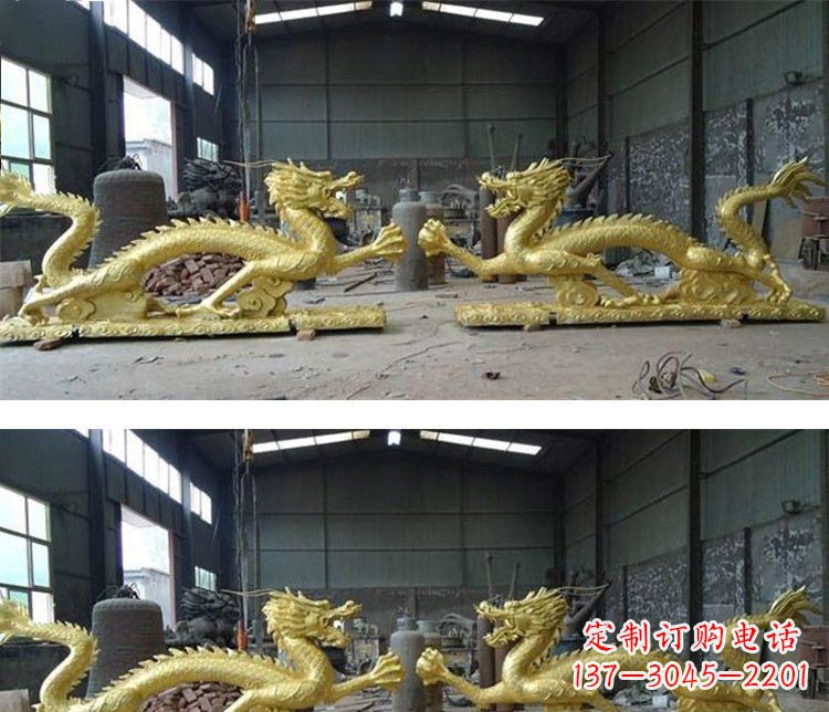 广西古典传统双龙戏珠铜雕塑