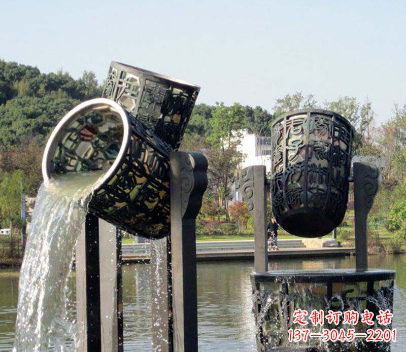 广西精美的铜制公园水缸喷泉雕塑