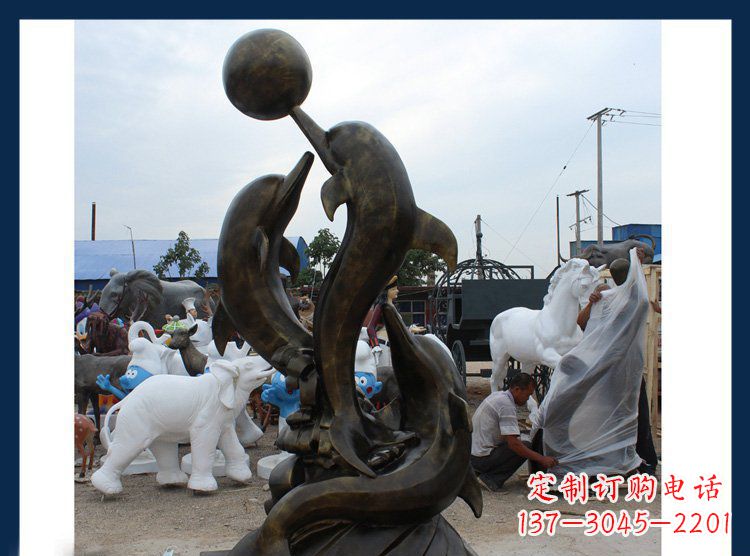 广西铜质海豚造型雕塑