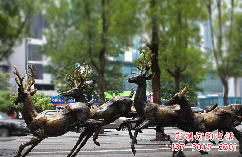 广西艺术精美的铜雕群鹿动物雕塑